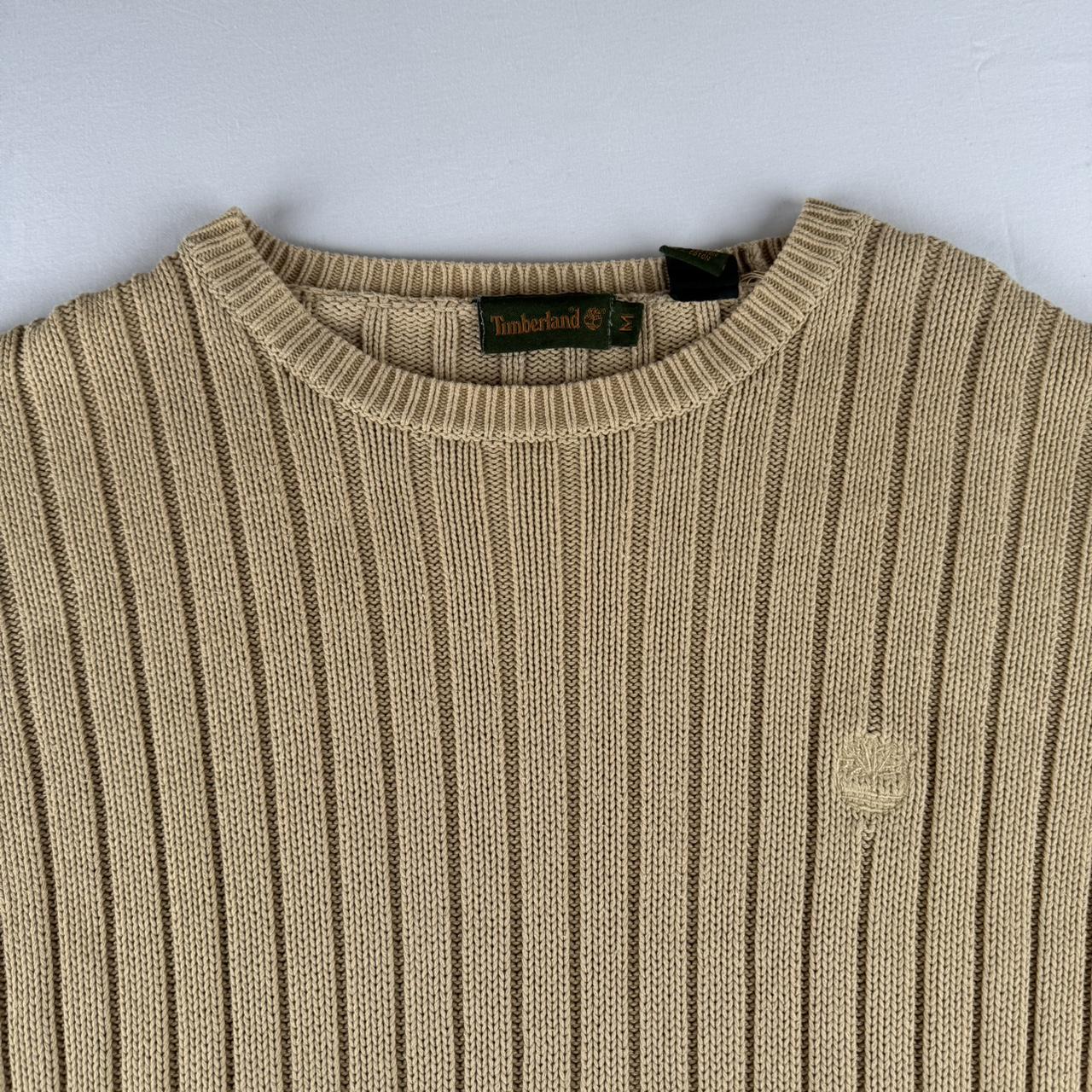 Beige Timberland Embroidered Logo Thick Knitted Navy Jumper M