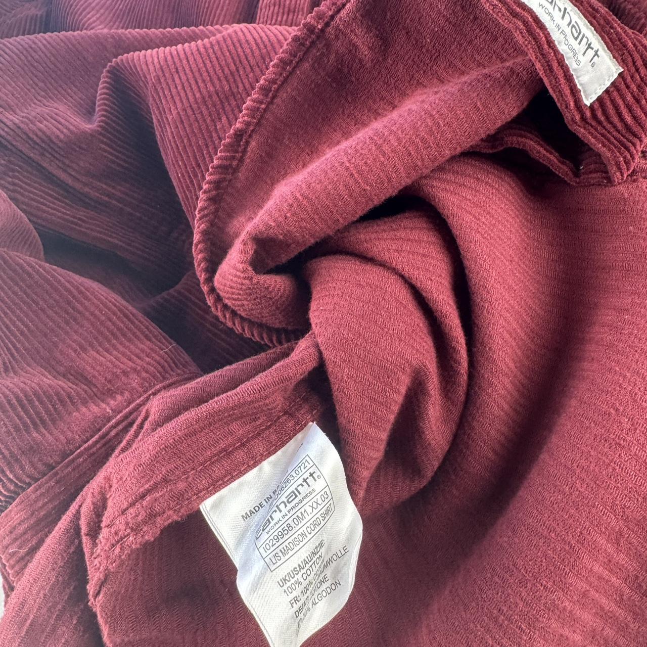 Burgundy Carhartt WIP Long Sleeve Madison Corduroy Button Down Shirt M