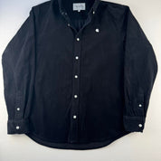 Black Carhartt WIP Long Sleeve Madison Corduroy Button Down Shirt M