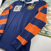 Polo Ralph Lauren oversized rugby polo shirt navy blue with embroidered logo and classic stripes.