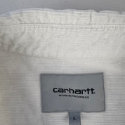 White and Green Carhartt WIP Long Sleeve Madison Corduroy Button Down Shirt L