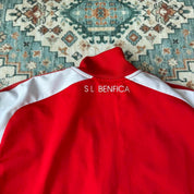 Adidas Benfica track jacket red with white logo and sporty design details.