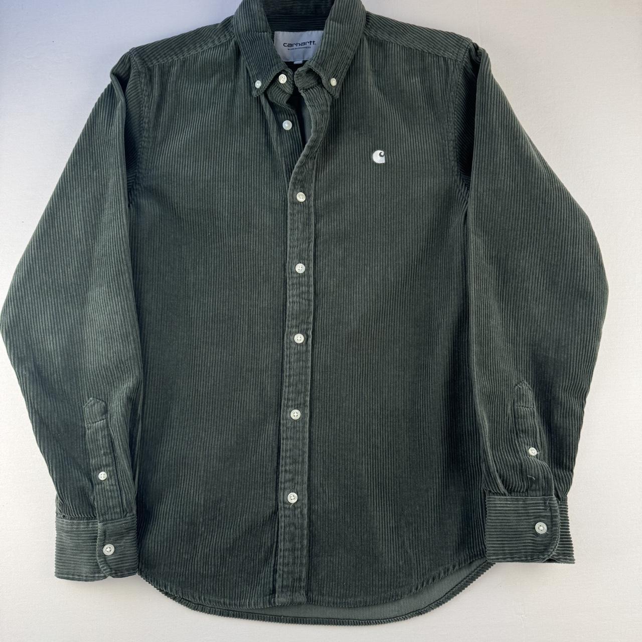 Dark Green Carhartt WIP Long Sleeve Madison Corduroy Button Down Shirt XS