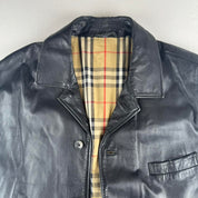 Early 2000s Burberry Leather Mac Jacket 54 (L/XL)