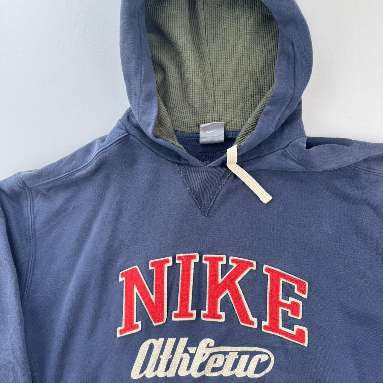 2000s Nike Embroidered Spellout Oversized Navy Hoodie L