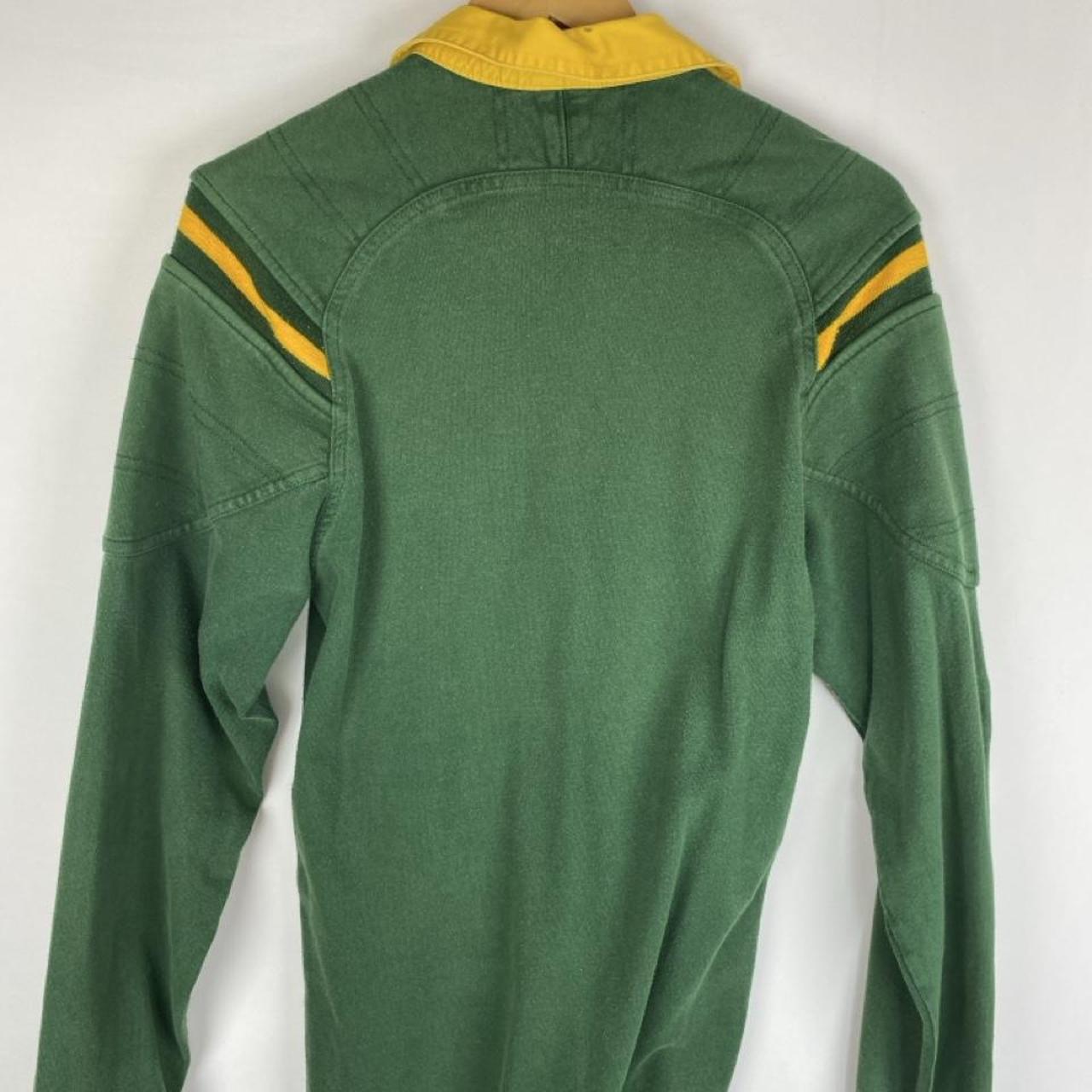 Nike men's rugby polo shirt green and yellow with Springboks logo and player fit.