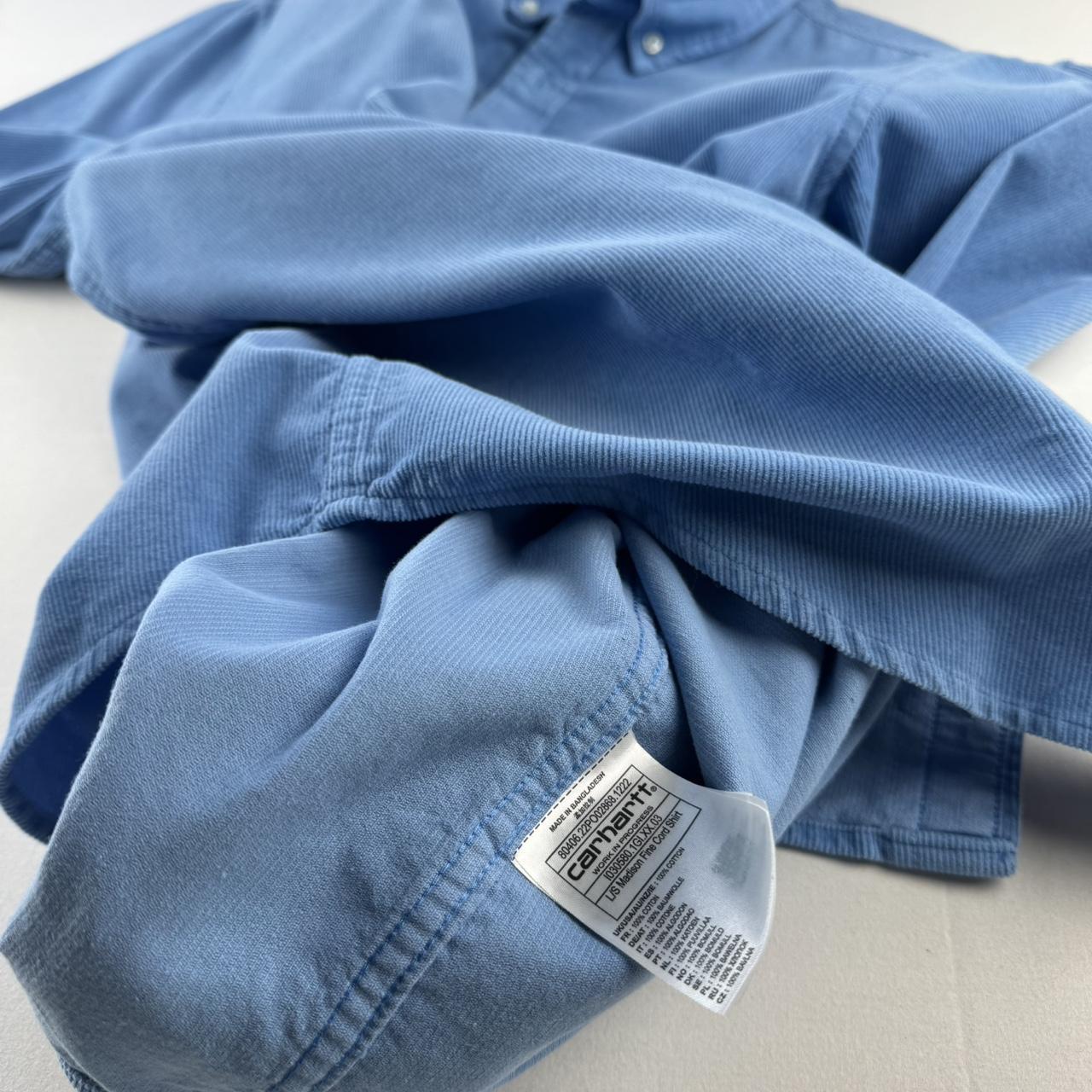Blue Carhartt WIP Long Sleeve Madison Corduroy Button Down Shirt M
