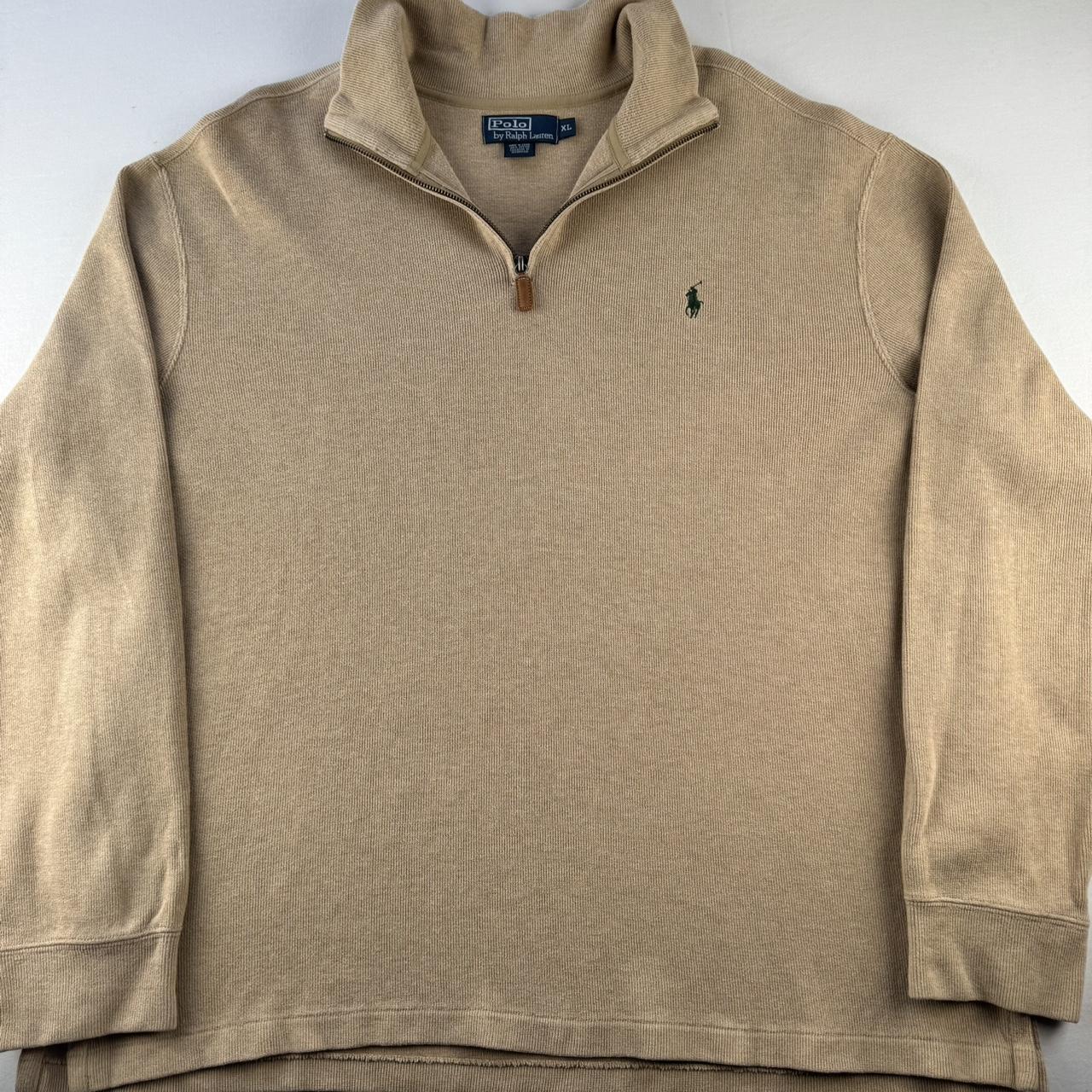 Polo Ralph Lauren Beige with Green Pony Quarter Zip Fleece XL