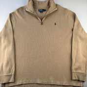 Polo Ralph Lauren Beige with Green Pony Quarter Zip Fleece XL