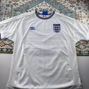 Umbro England home jersey, red with white logo and classic football design.