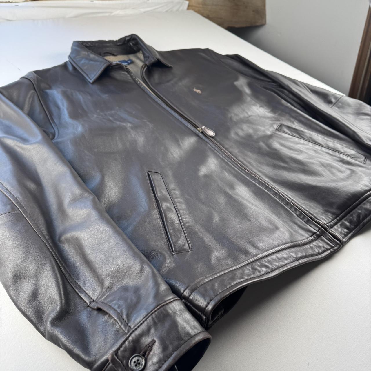 Dark Brown 2000s Polo Ralph Lauren Leather Harrington Jacket L