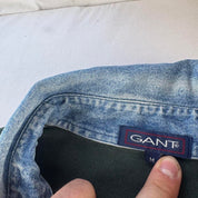 1990s Gant Embroidered Spellout Panel Rugby Polo Shirt M