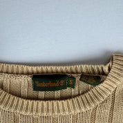 Beige Timberland Embroidered Logo Thick Knitted Navy Jumper M