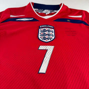 2008 England Umbro Number 7 David Beckham Away Long Sleeve Jersey M