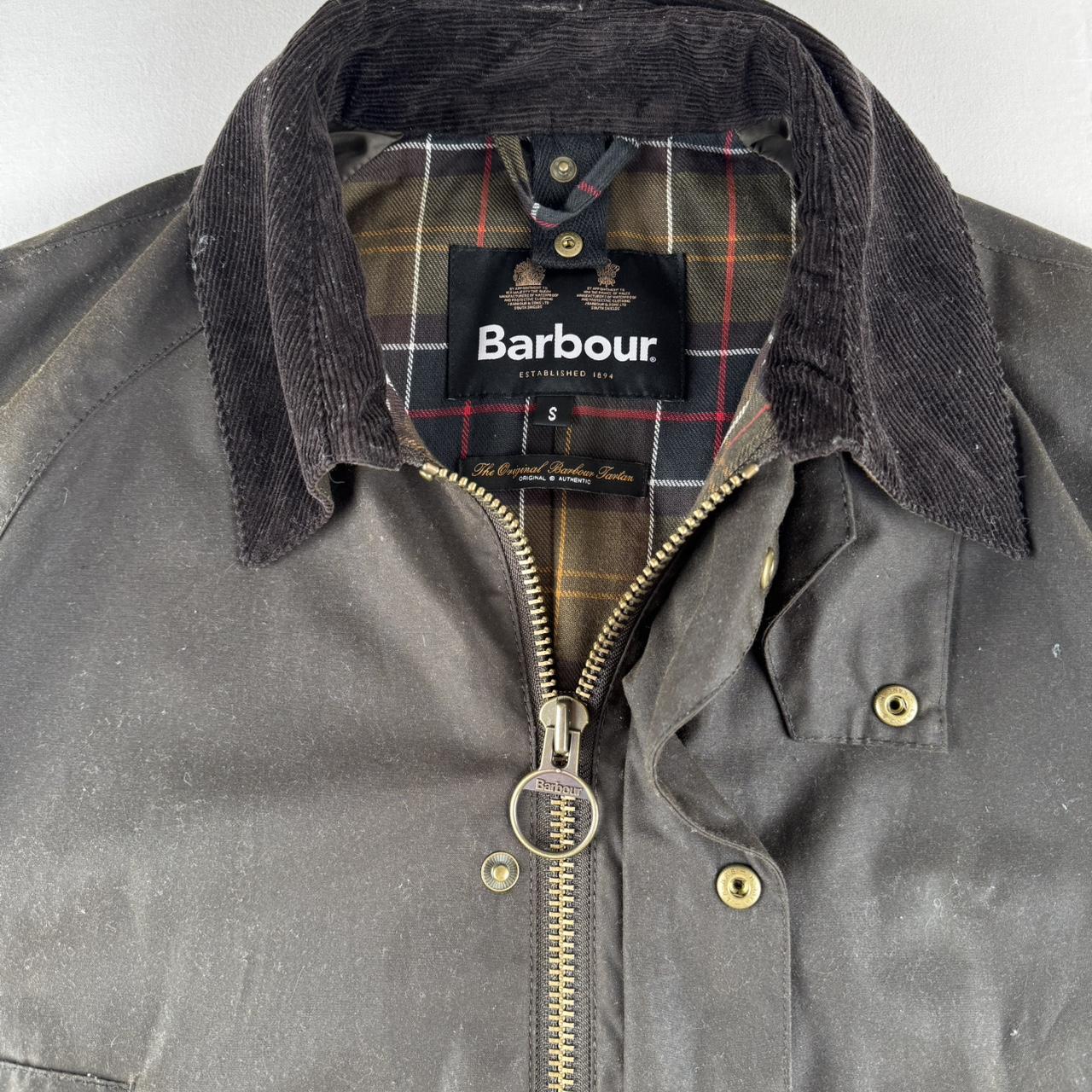 Like New Dark Brown Barbour Ashby Wax Jacket with Corduroy Collar S