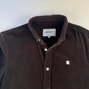 Brown Carhartt WIP Long Sleeve Madison Corduroy Button Down Shirt Small