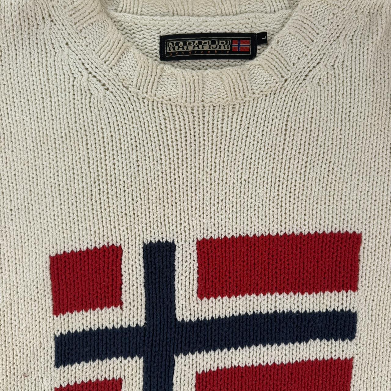 Napapijri Cream Oversized Spellout Knitted Jumper XL