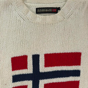 Napapijri Cream Oversized Spellout Knitted Jumper XL