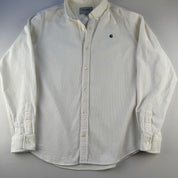 White and Green Carhartt WIP Long Sleeve Madison Corduroy Button Down Shirt M