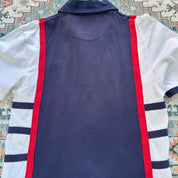 Cotton Traders men's polo shirt red with Gloucester Rugby logo and vintage cotton material.