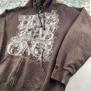 Billabong brown graphic hoodie with full zip and logo print design.