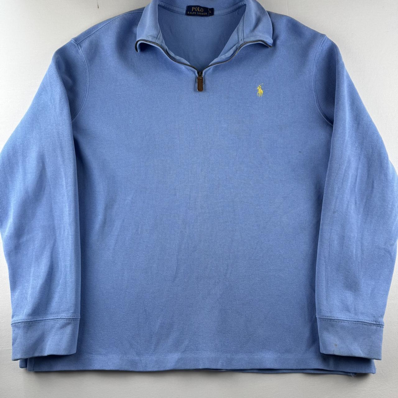 Polo Ralph Lauren Baby Blue Embroidered Pony Quarter Zip Fleece L