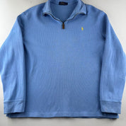 Polo Ralph Lauren Baby Blue Embroidered Pony Quarter Zip Fleece L