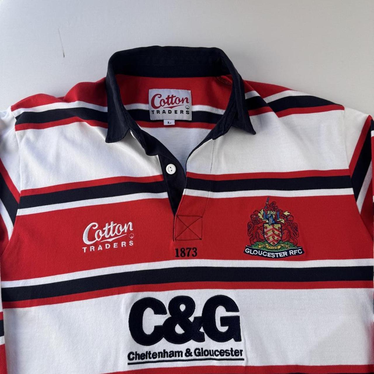 Late 1990s Cotton Traders Gloucester Rugby Polo Shirt L