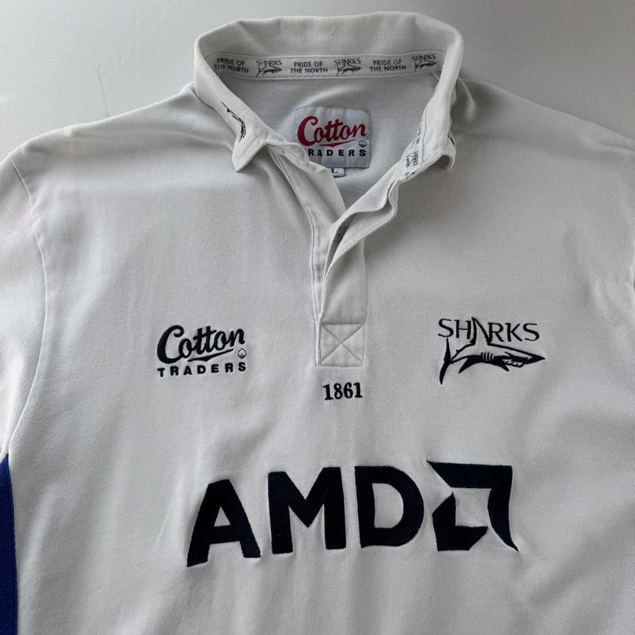 1999-2000 Cotton Traders Sale Sharks Rugby Polo Shirt L
