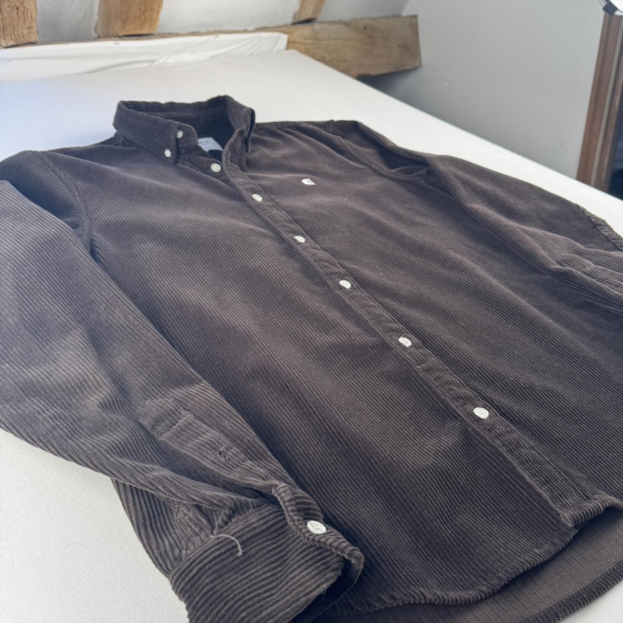 Brown Carhartt WIP Long Sleeve Madison Corduroy Button Down Shirt Small