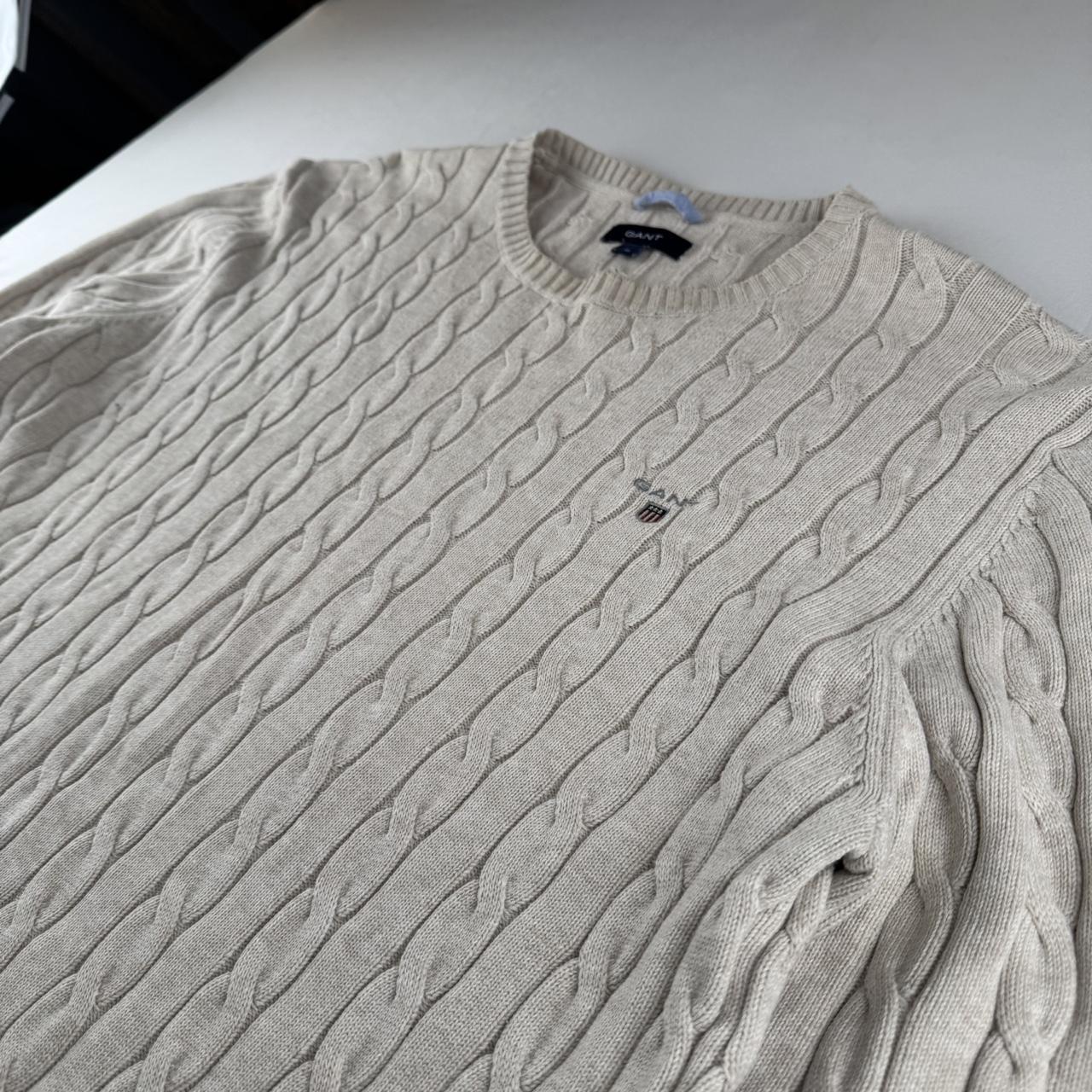 Gant Cotton Embroidered Spellout Cable Knit Jumper L
