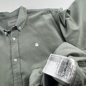 Sage Green Carhartt WIP Fine Corduroy Shirt XL