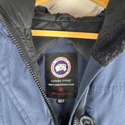 Canada Goose black Montebello jacket with logo patch and quilted design.