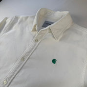 Carhartt WIP White and Green Corduroy Button Down Shirt S