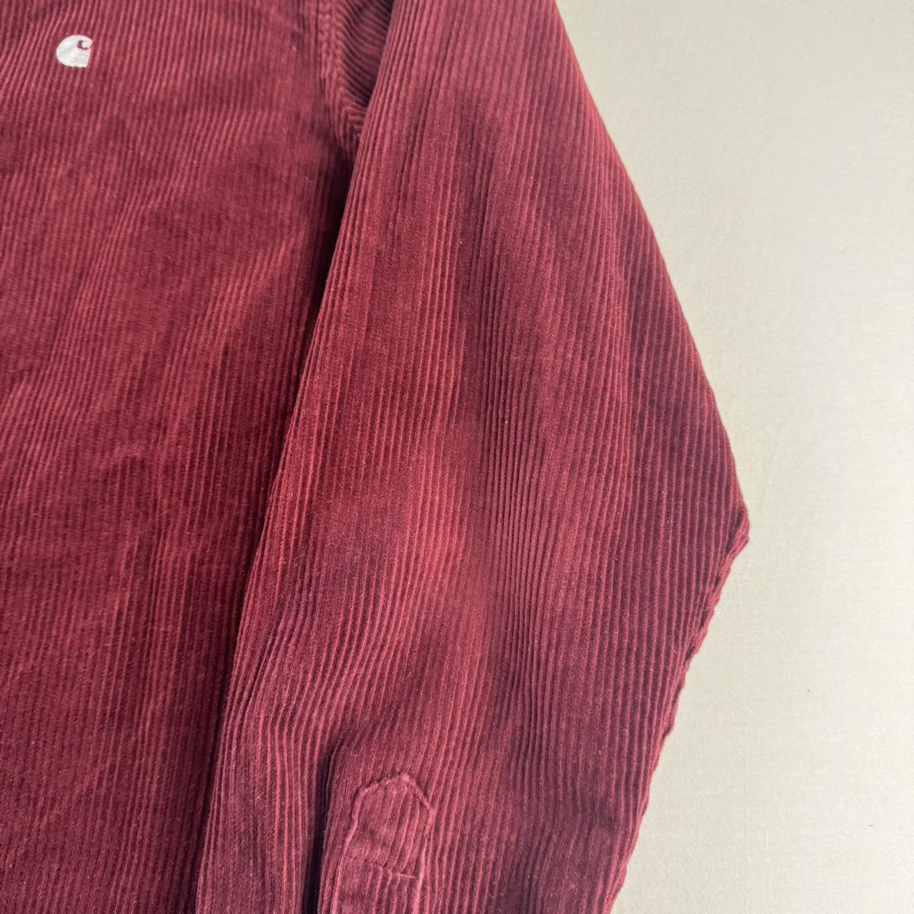 Burgundy Carhartt WIP Long Sleeve Madison Corduroy Button Down Shirt M