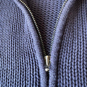 Yves Saint Laurent thick knitted jumper full zip in black with embroidered YSL logo.