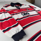 1999 Gloucester Rugby Cotton Traders Striped Rugby Polo Shirt L