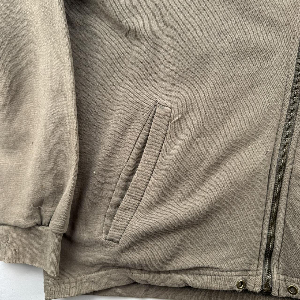1990s Distressed Brown Embroidered Swoosh Oversized Full Zip Hoodie S