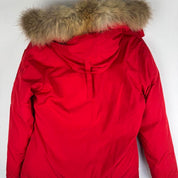 Canada Goose black Montebello parka jacket with fur-lined hood and logo patch.