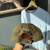 Polo Ralph Lauren khaki cap with embroidered pony logo and adjustable strap.
