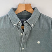 Light Teal Carhartt WIP Long Sleeve Madison Corduroy Button Down Shirt S