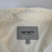 White and Black Carhartt WIP Long Sleeve Madison Corduroy Button Down Shirt L