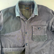 Navy Barbour Beacon Corduroy Patchwork Chore Jacket with Green Plaid Lining L