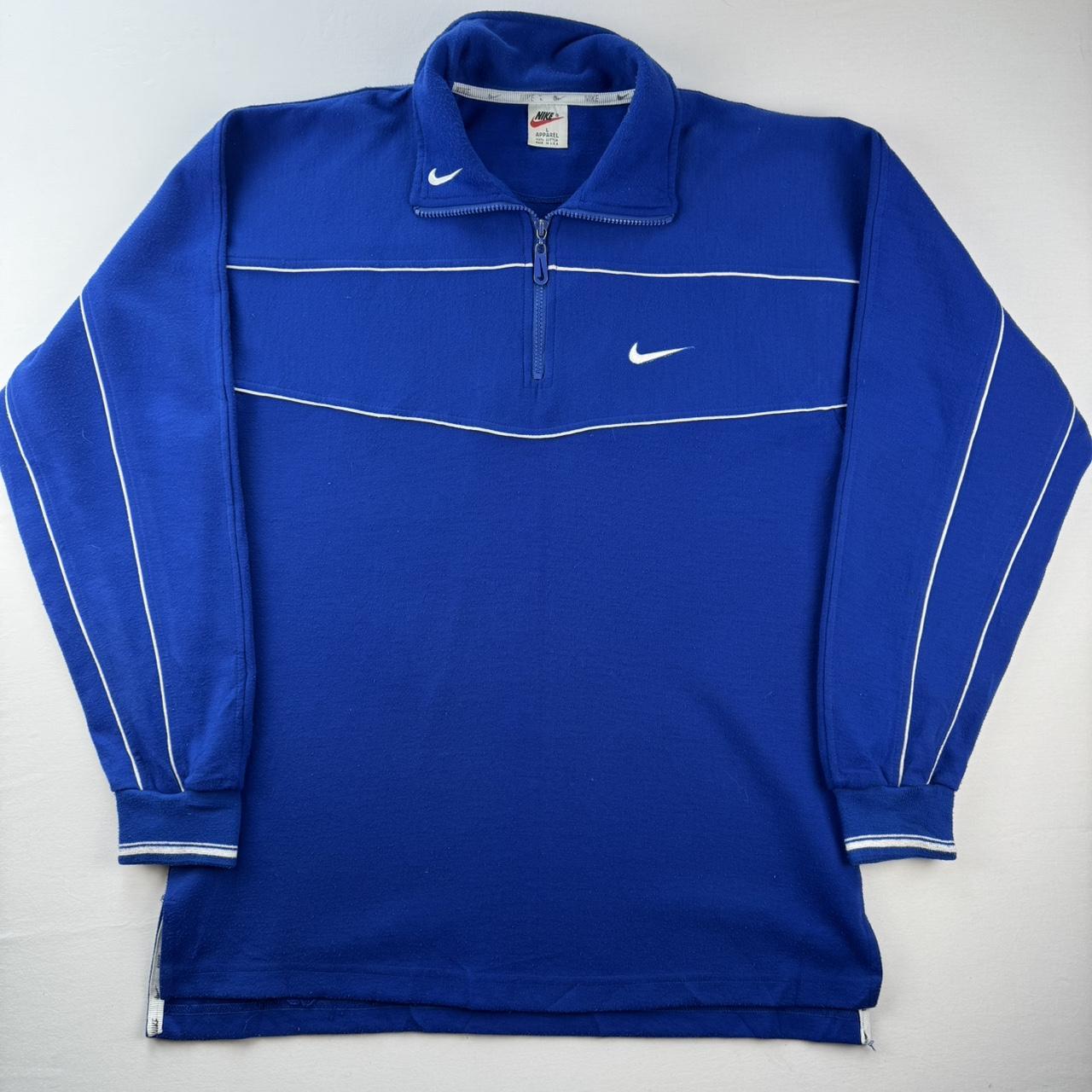 1990s Made in USA Embroidered Swoosh Quarter Zip L