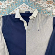 Polo Ralph Lauren split colour rugby polo shirt, oversized fit, featuring embroidered logo.