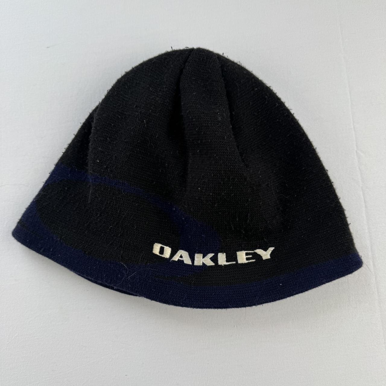 Y2k Fleece Lined Embroidered Oakley Beanie with Blue Logo