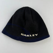 Y2k Fleece Lined Embroidered Oakley Beanie with Blue Logo