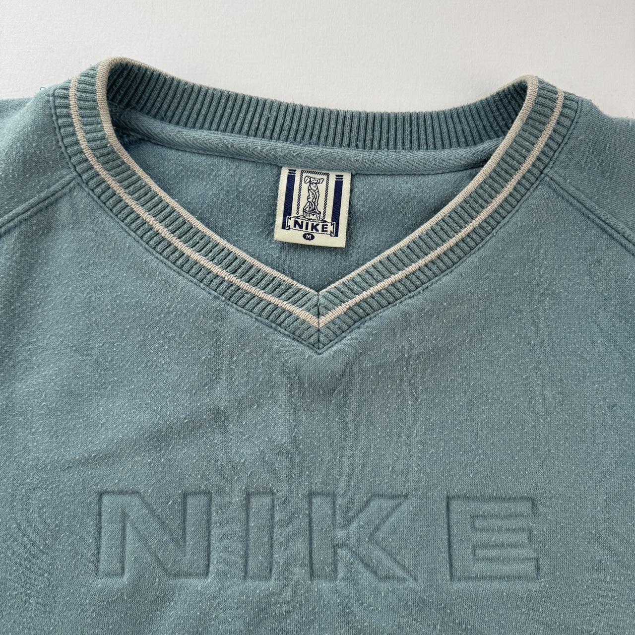 1990s Nike Embroidered Spellout V-Neck Jumper S