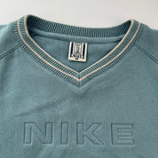 1990s Nike Embroidered Spellout V-Neck Jumper S