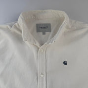 White and Black Carhartt WIP Long Sleeve Madison Corduroy Button Down Shirt L